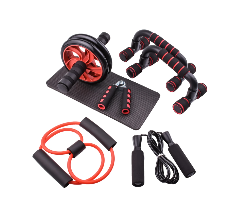 Resistance Bands Set Push Up Stand Bar Abdominal Wheel AB Roller Jump Rope Grips